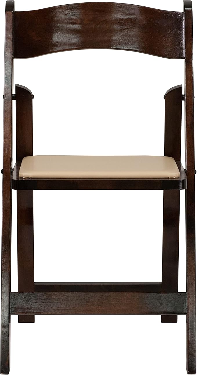 Flash Furniture 2 Pack HERCULES Series Fruitwood Wood Folding Chair with Vinyl Padded Seat