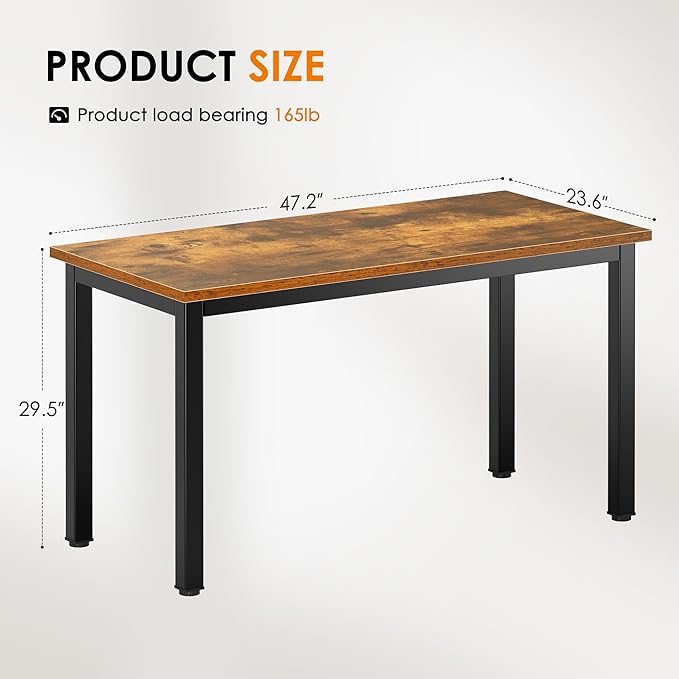 DlandHome 47inches Computer Desk Home Office Table Writing Desk Study Table Gaming Desk Worstation, Retro