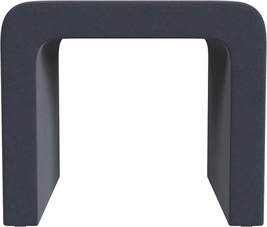 HomePop Modern Arch Velvet Ottoman Home Décor|Ottoman for Living Room & Bedroom - Steel Blue Velvet