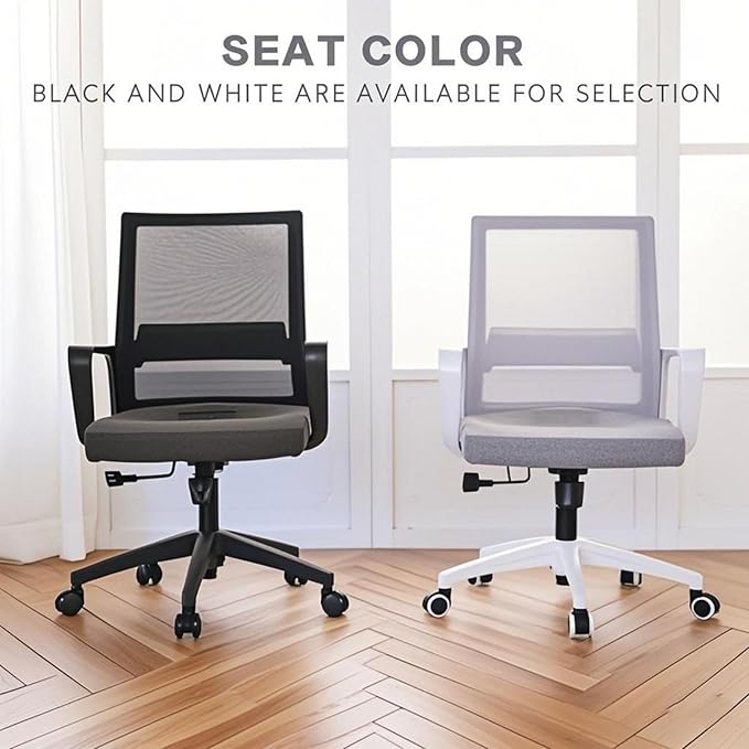 Office Chair ergonomically Designed with Breathable mesh backrest and Lumbar Support Adjustable Height Suitable for Offices Homes bedrooms Study Rooms Grey