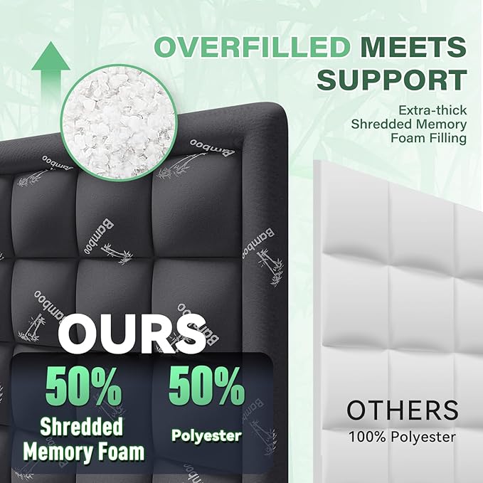Anluoer Memory Foam Mattress Topper Queen for Back Pain, Rayon Derived from Bamboo Pillow Top Mattress Topper for Hot Sleepers,Cooling Mattress Pad with 8-21" Deep Pocket, 60x80 Inches, Dark Grey
