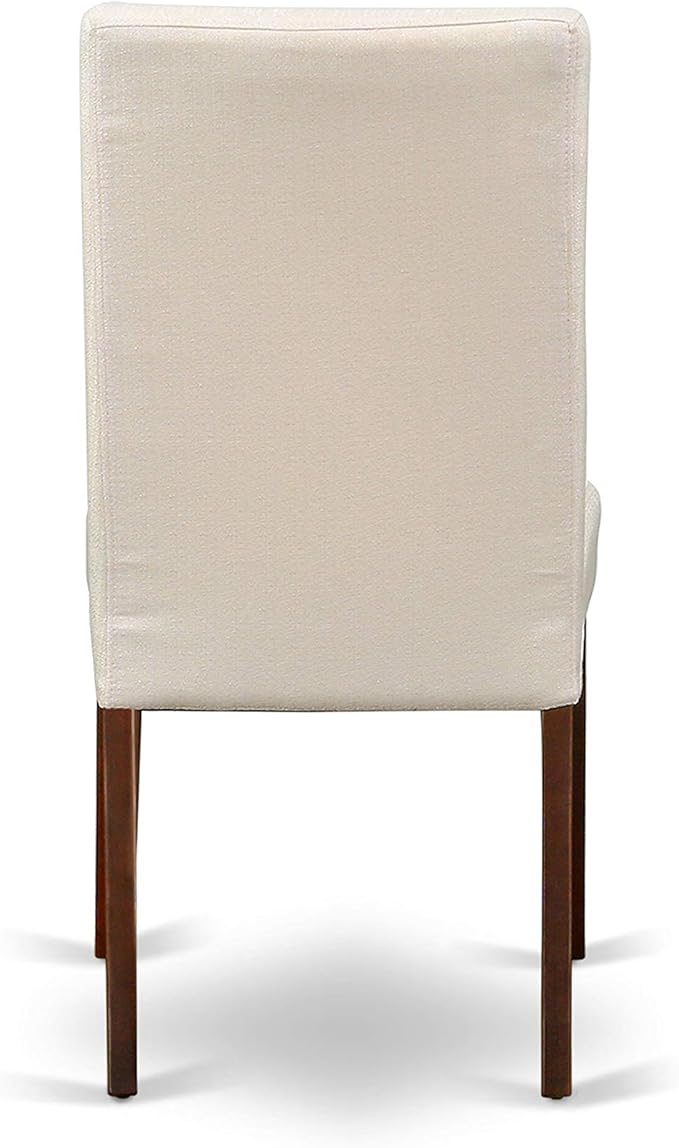 East West Furniture AMDR3-MAH-01 3 Piece Dinette Set for Small Spaces Contains a Round Kitchen Table with Pedestal and 2 Cream Linen Fabric Parson Dining Chairs, 36x36 Inch, Mahogany