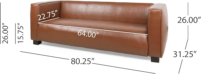 Merax Mid Century Modern 3 Seater Sofa with Birch Wood Legs, 80" Wide Smooth Upholstered Couch for Living Room, Apartment, Light Brown