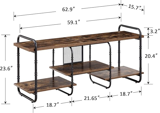 VECELO TV Stands up to 65 Inch,Entertainment Center/Media Console Table with Adjustable Storage Shelves for Living Room/Bedroom,