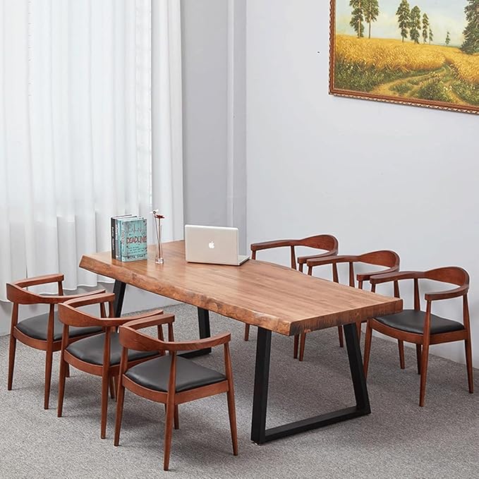 Pine Computer Desk, Modern Solid Wood Home Office Desk, Long Rural Farmhouse Pine Dining Table, Administrative Workstation Computer Desk, Suitable for Living Room and Dining Room (55inch)