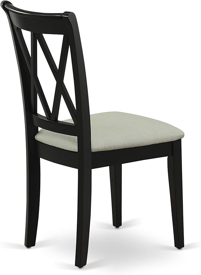 East West Furniture DUCL7-BLK-C 7 Piece Dining Room Furniture Set Consist of a Rectangle Dining Table and 6 Linen Fabric Upholstered Chairs, 36x60 Inch, Black