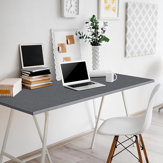 Kaboon Universal Tabletop 55"x27.5", Solid One-Piece Melamine Table Top, Double Desk L-Desk DIY, Home and Office Countertop, Fabric Blue