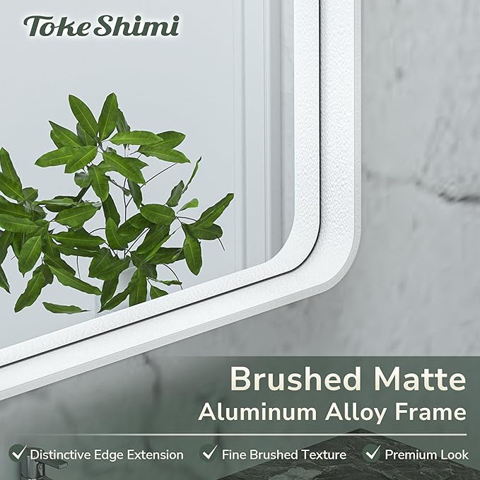 TokeShimi 40 x 30 Inch Wall Mirror for Bathroom White Metal Frame Decorative Rectangular Wall Mounted Home Decor Corner Hangs Farmhouse Mirror (Horizontal/Vertical)