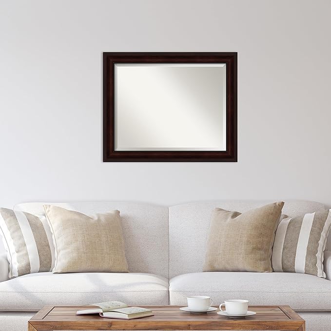 Amanti Art Brown Wall Mirror 27x33 Coffee Bean Brown Rectangle Bathroom Mirror for Wall Decor Living Room, Large Casual Frame, Hangs Horizonally and Vertically, Bathroom Decor, Beveled Edge from WI