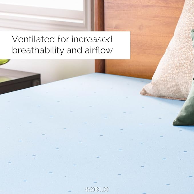 LUCID 2-Inch Ventilated Gel Infused Memory Foam Mattress Topper - King