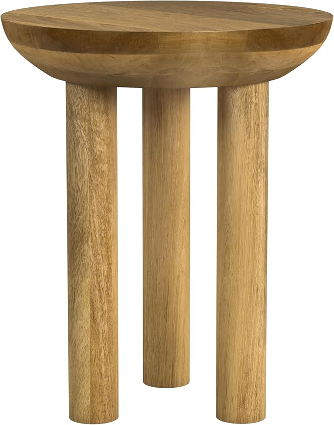 Natural Mango Wood 3-Leg End/Side Round Table