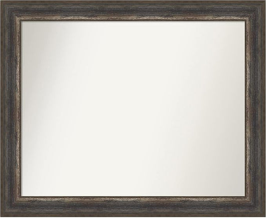 Amanti Art Brown Bathroom Mirror for Over Sink, 27x33 Alta Rustic Char Rectangle Vanity Mirror, Large Country Rustic Frame, Hangs Horizonally and Vertically, Bathroom Wall Decor, Non-Beveled Edge