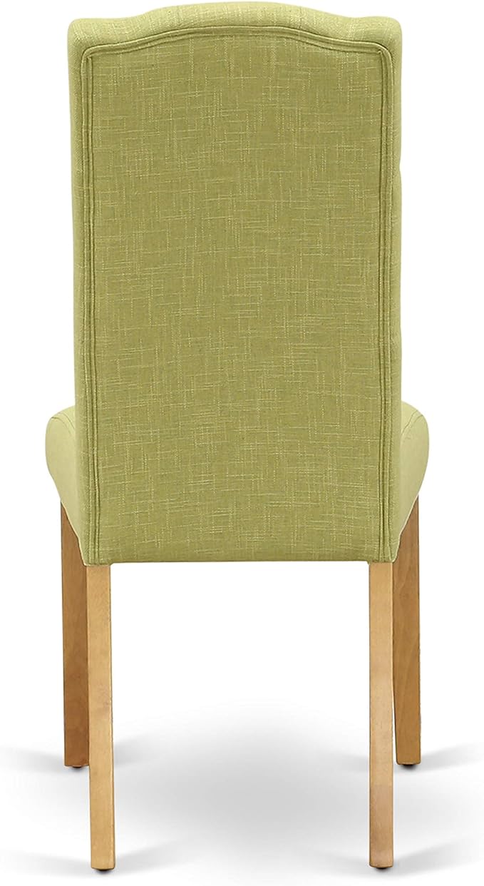 East West Furniture ESCE3-OAK-07 3 Piece Dinette Set for Small Spaces Contains a Round Dining Table with Pedestal and 2 Limelight Linen Fabric Upholstered Chairs, 30x30 Inch, Oak