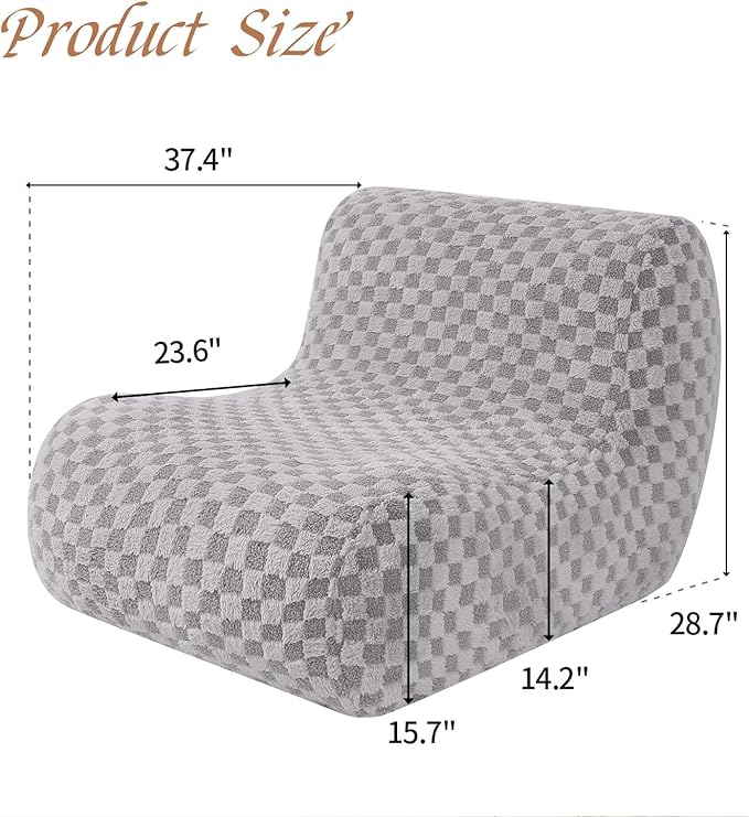 Bean Bag Chairs for Adults, Comfy Floor Sofa with Memory Foam, Giant Bean Bag Couch for Living Room Bedroom Dorm Office, Smoke Grey
