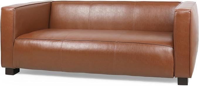 Merax Mid Century Modern 3 Seater Sofa with Birch Wood Legs, 80" Wide Smooth Upholstered Couch for Living Room, Apartment, Light Brown
