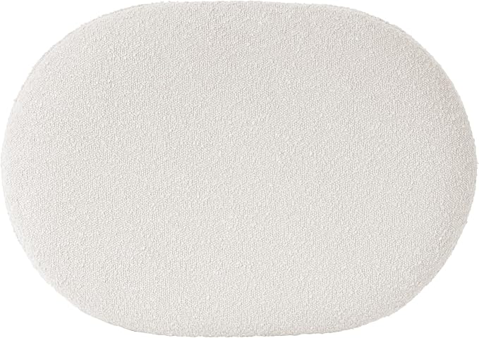 HomePop Quinn Modern Ottoman Home Décor|Ottoman for Living Room & Bedroom - Cream White Boucle
