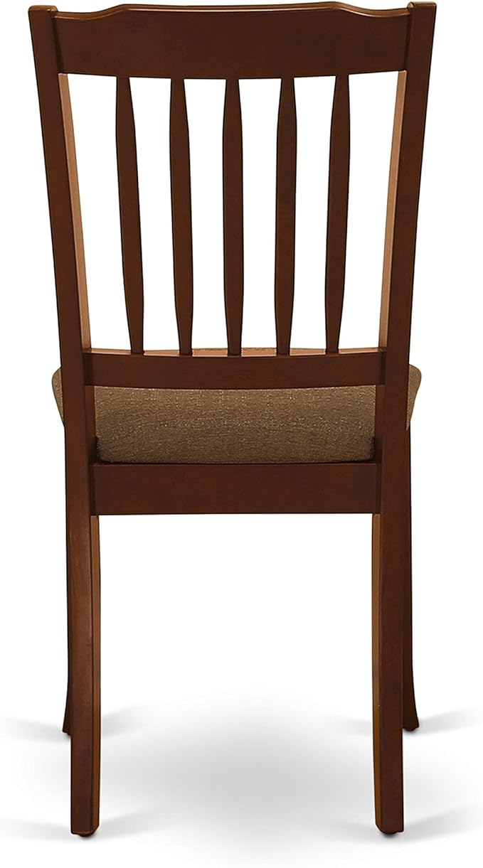 East West Furniture ESDA3-MAH-C 3 Piece Kitchen Table Set for Small Spaces Contains a Round Dining Table with Pedestal and 2 Linen Fabric Dining Room Chairs, 30x30 Inch, Mahogany