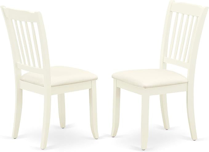 East West Furniture HBDA3-LWH-C 3 Piece Dining Room Table Set Contains a Round Kitchen Table with Pedestal and 2 Linen Fabric Upholstered Dining Chairs, 42x42 Inch, Linen White