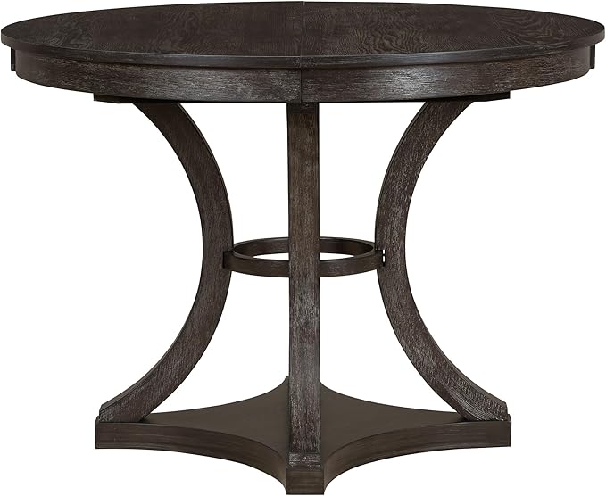 Ball & Cast Retro Dining Table Set for 4 with 4 Upholstered Chairs,5-Piece Wooden Living Room Furniture W/ 42" Round Extendable Kitchen Desk,for Small Space,Apartment,Dining Room,Espresso