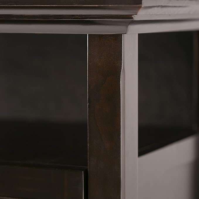 SIMPLIHOME Amherst 54-inch Wide Solid Wood TV Stand in Hickory Brown, Transitional-Style Media Console for Living Room with Adjustable Shelves and Cable Management