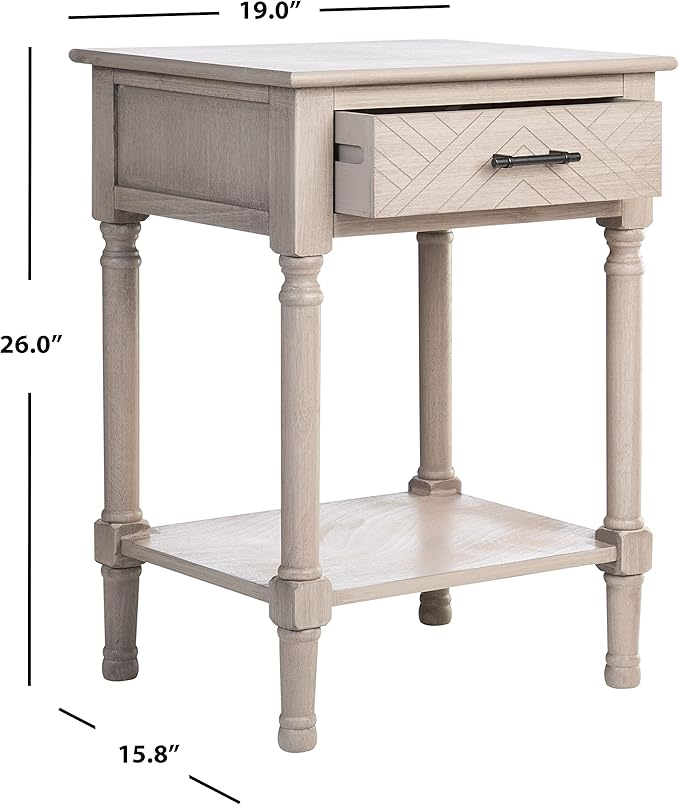 SAFAVIEH Home Collection Peyton Greige 1-Drawer Lower Shelf Accent Table ACC5704D
