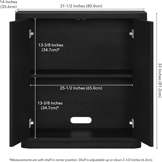 Henn&Hart 32" Wide Rectangular Accent Cabinet in Natural Black, for Home, Living Room, Bedroom, Entertainment Room, Office