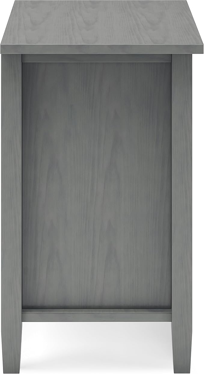 SIMPLIHOME Warm Shaker SOLID WOOD 24 Inch Wide Transitional Bedside Nightstand Table in Fog Grey, For the Living Room and Bedroom