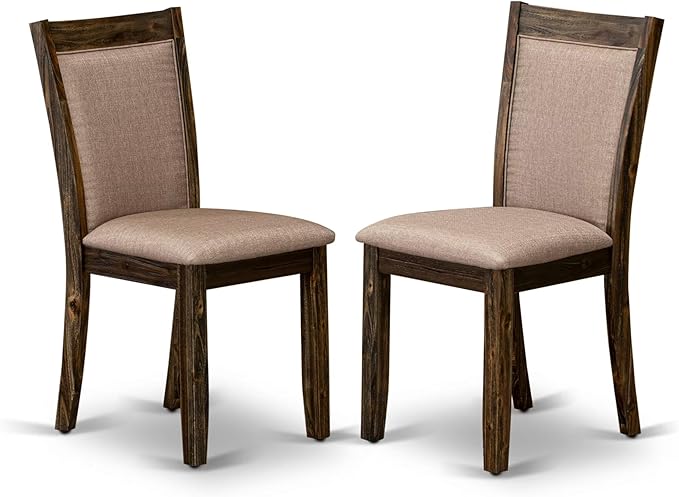 East West Furniture V727MZ716-9 9 Piece Kitchen Table & Chairs Set Includes a Rectangle Dining Room Table with V-Legs and 8 Dark Khaki Linen Fabric Parson Chairs, 40x72 Inch, Multi-Color