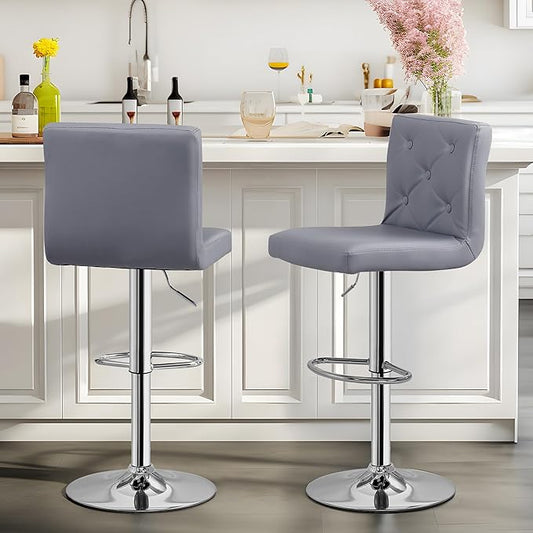 VECELO Adjustable Bar Stools Set of 2, Bar Height Stools for Kitchen Counter