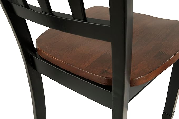 Signature Design by Ashley Owingsville Modern Farmhouse Dining Room Side Chair, Set of 2, Black and Brown