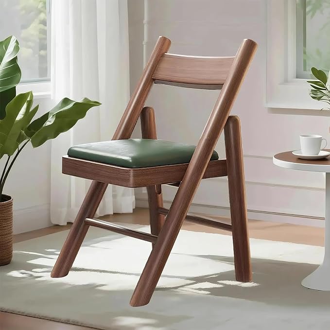 Folding Chairs with Cushion, Solid Wood Padded Foldable Chair, Folding Dinings Chairs Portable and Assembled Seat for Guests Kitchen Office Wedding and Party
