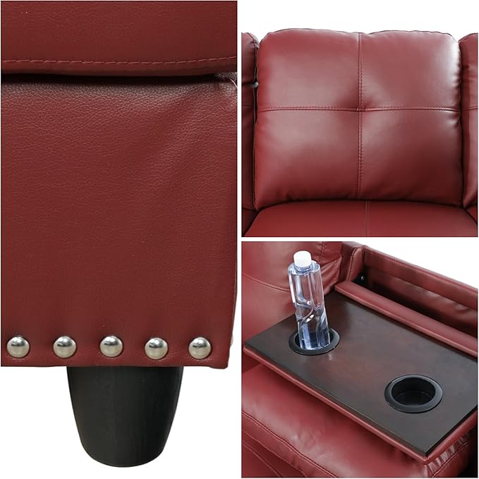 L-Shaped Sectional Sofa, Modern Sectional Couches Home Sofas for Living Room with Movable Chaise, Modular Living Room Sets Furniture for Apartment Bedroom & Office, Red