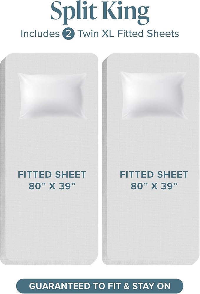 Bare Home Split King Sheet Set - 1800 Ultra-Soft Microfiber Bed Sheets - Double Brushed - Deep Pockets - Easy Fit - 5 Piece Set - Bed Sheets & Pillowcases (Split King, Cocoa)