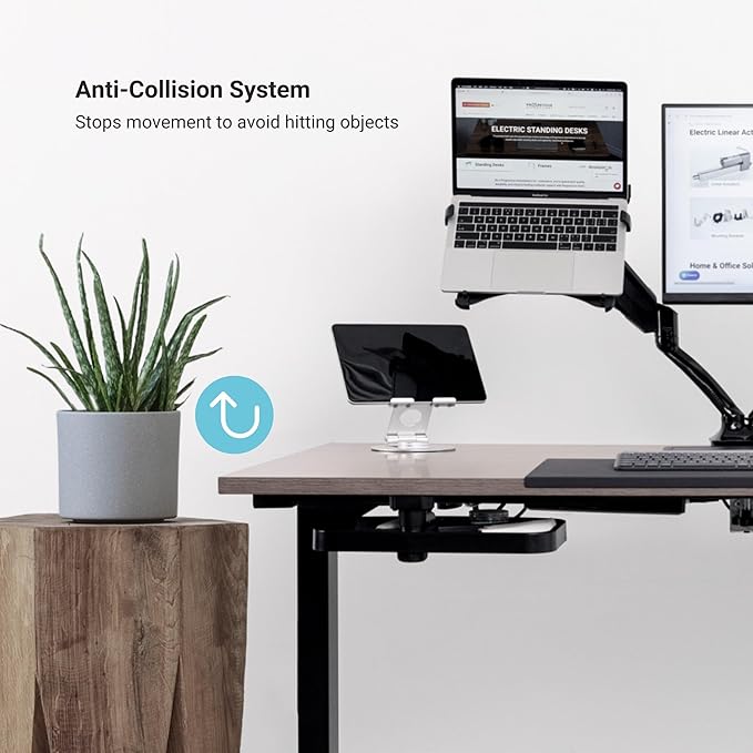 Progressive Desk Stand Up Adjustable Height Electric Standing Desk - 60"x30" Dual Motor, Computer Workstation Table for Home Office - Warm White, White Frame