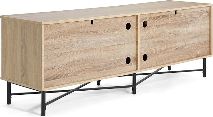 Christopher Knight Home Saral Modern 65 Inch TV Stand for TV up to 70 inch, TV Entertainment Center with Storage Adjustable Shelf, Wooden TV Console Table with Storage for Living Room, Natural