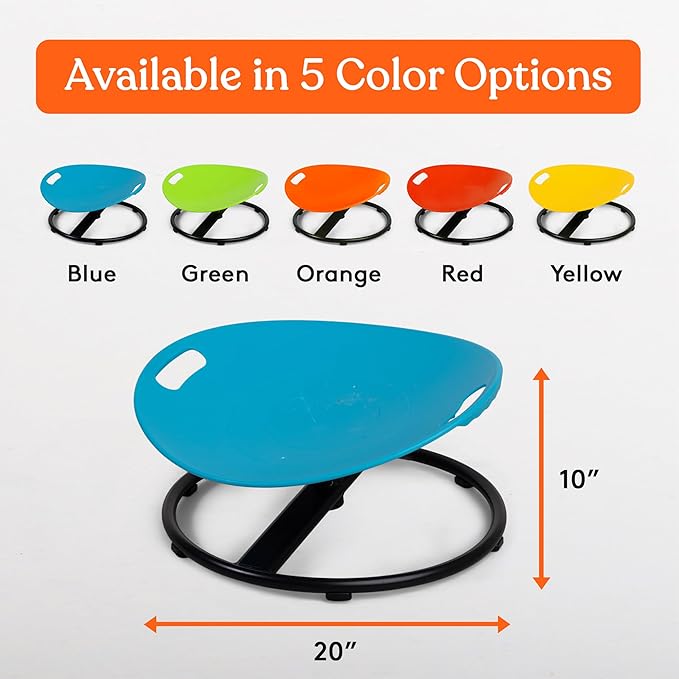 Special Supplies Smile Spinning Chair for Kids- Versatile Kids Sit and Spin Sensory Chair for Training Body Coordination for Playroom, Bedroom, or Nursery (Blue)