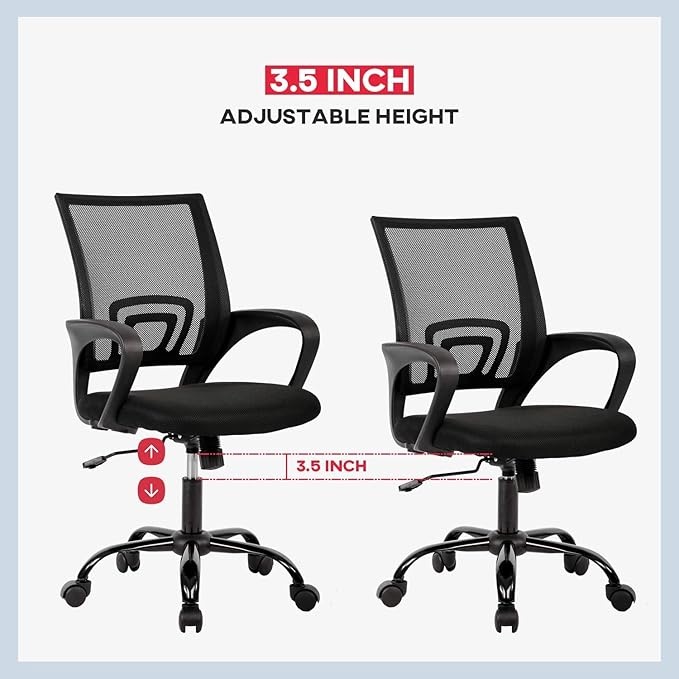 BestOffice Office Chair Ergonomic Cheap Desk Chair Mesh Computer Chair Lumbar Support Modern Executive Adjustable Stool Rolling Swivel Chair for Back Pain (Black)