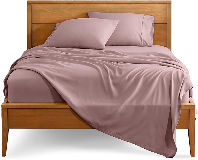 Bare Home Full XL Sheet Set - Luxury 1800 Ultra-Soft Microfiber Full Extra Long Bed Sheets - Double Brushed - Deep Pockets - Easy Fit - 4 Piece Set - Bedding Sheets & Pillowcases (Full XL, Mauve)