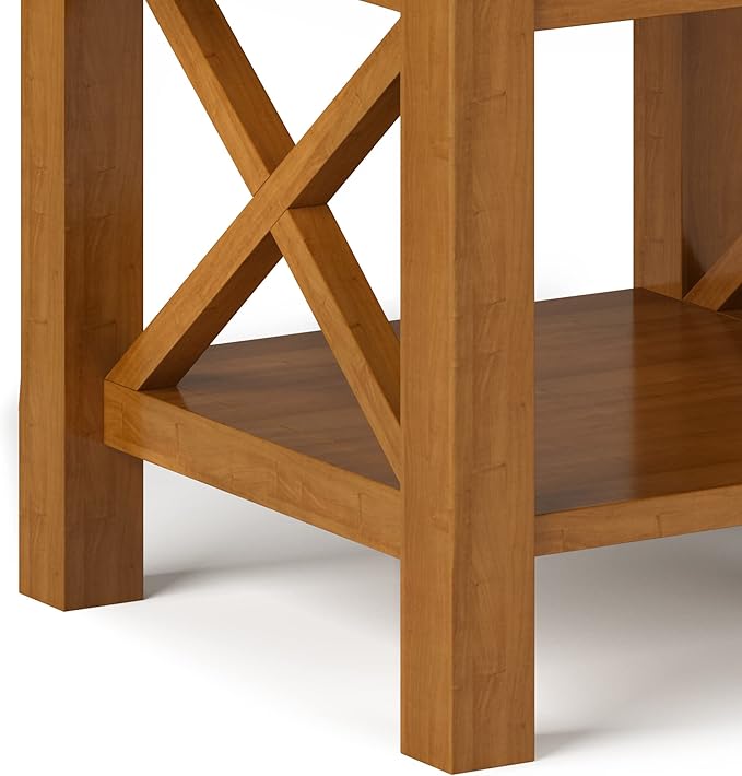 SIMPLIHOME Kitchener SOLID WOOD 21 inch Wide Square Contemporary End Side Table in Light Golden Brown for the Living Room and Bedroom