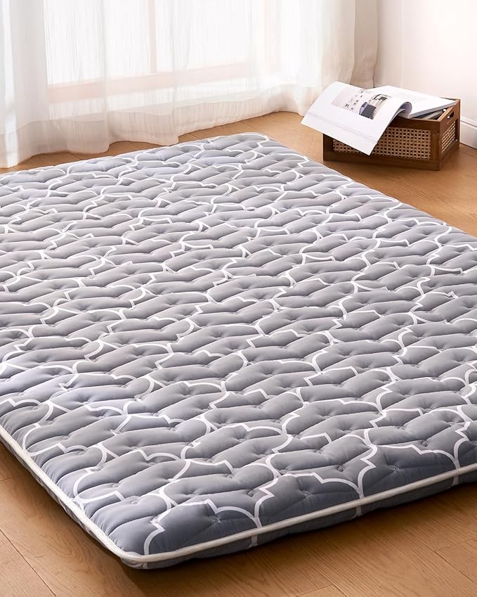 6th Generation Japanese Floor Futon Mattress - Extra-Thick 9-Layer Modern Futon with 100% High-Density Foam, Portable Floor Mattress Sleeping Pad for Adults, Guest Room, Dormitory,Single Size(25"X75")