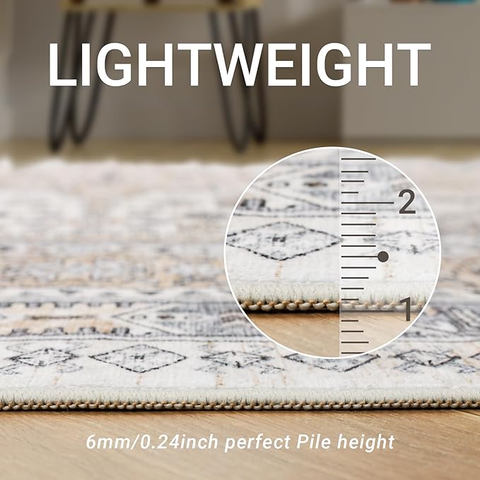 zesthome Washable Runner Rug 2.5x14 - Stain Resistant Entryway Rug,Ultra-Thin Kitchen Rugs, Anti Slip Backing Runner Rugs for Entrance Laundry Room Indoor Hallway (Beige,2.5'x14')