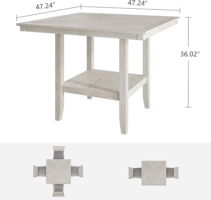 Solid Wood Dining Table, Part of Dining Table Set- Mix and Match Table, Chair, and Bench Sold Separately for Dining Room, Kitchen, Grey