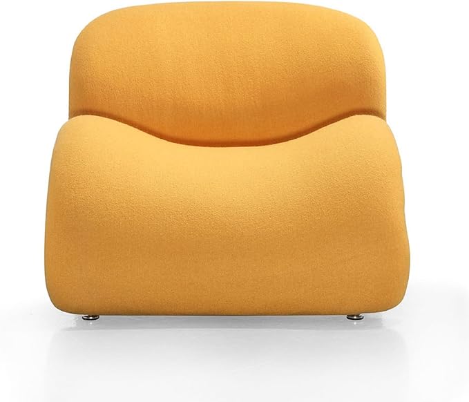 Manhattan Comfort Rosebud Modern Accent Chair Upholstered in Wool Blend, Ideal for Pop Living Room Usage, Abstract Lounge Seat with Metal Legs, Fully Assembled, Set of 2, Yellow