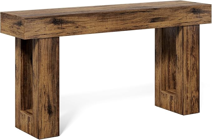 Little Tree 63 Inches Long Console Table for Entryway, Rustic Brown Sofa Table Behind Couch, Wooden Entry Table Foyer Hallway Table, Industrial Console Sofa Tables for Living Room