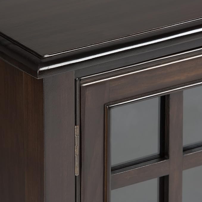 SIMPLIHOME Connaught SOLID WOOD 46 inch Wide Traditional Low Storage Cabinet in Dark Chestnut Brown for the Living Room, Entryway and Family Room
