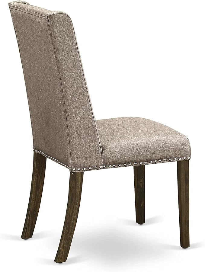 East West Furniture X727FL716-6 6 Piece Dining Set Contains a Rectangle Dining Room Table with X-Legs and 4 Dark Khaki Linen Fabric Parson Chairs with a Bench, 40x72 Inch, Multi-Color