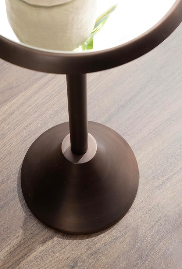 Kate and Laurel Sanzo Modern Pedestal Drink Table; 10 x 10 x 23; Antique Bronze; Decorative End Table with Mirrored Tabletop for Use as Small Plant Stand or Cute Martini Table