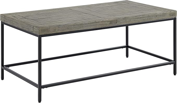 Alaterre Furniture Coffee Table - Industrial Modern Table with Wood Top and Metal Base - Furniture for Living Room, Apartment, or Dorm Room (Gray)