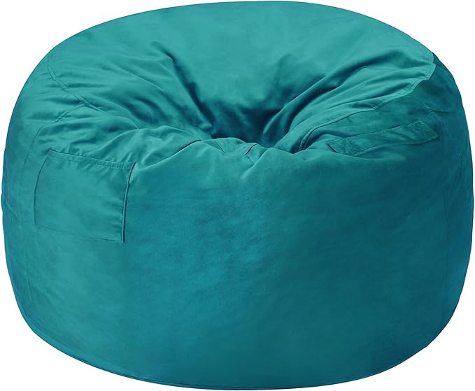 Homguava 4 FT Bean Bag Chair: 4' Bean Bags with Memory Foam Filled, Large Beanbag Chairs Soft Sofa with Dutch Velvet Cover-Sea Blue