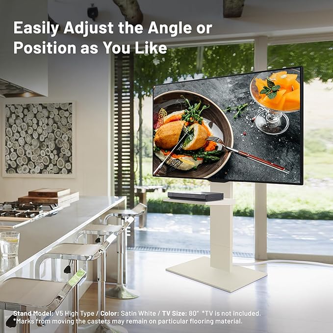 WALL V5 High Type | Minimalist Rolling TV Stand for 32–80 Inch | Satin Black | Portable, Space Saving, Height Adjustable, No Drill | for Living Room and Bedroom | Japan-Engineered Design